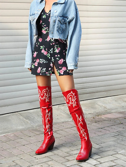 Tall Cowboy Boots - Faded Style