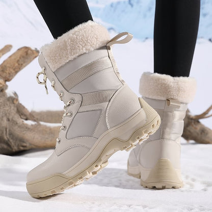 Women Anti-slip Fur Warm Waterproof Snow Boots Mid Calf