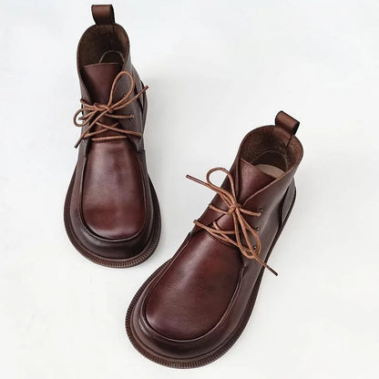 Women's Round toe Lace up Ankle Boots Shoes