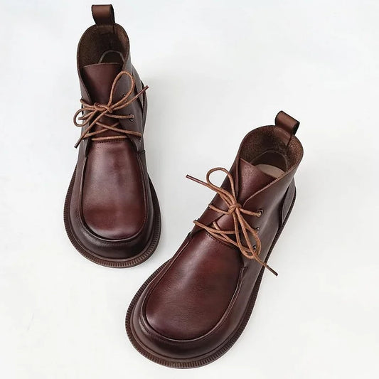 Women's Round toe Lace up Ankle Boots Shoes