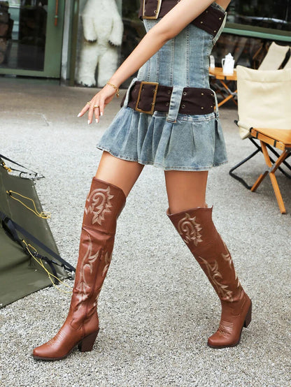 Tall Cowboy Boots - Faded Style