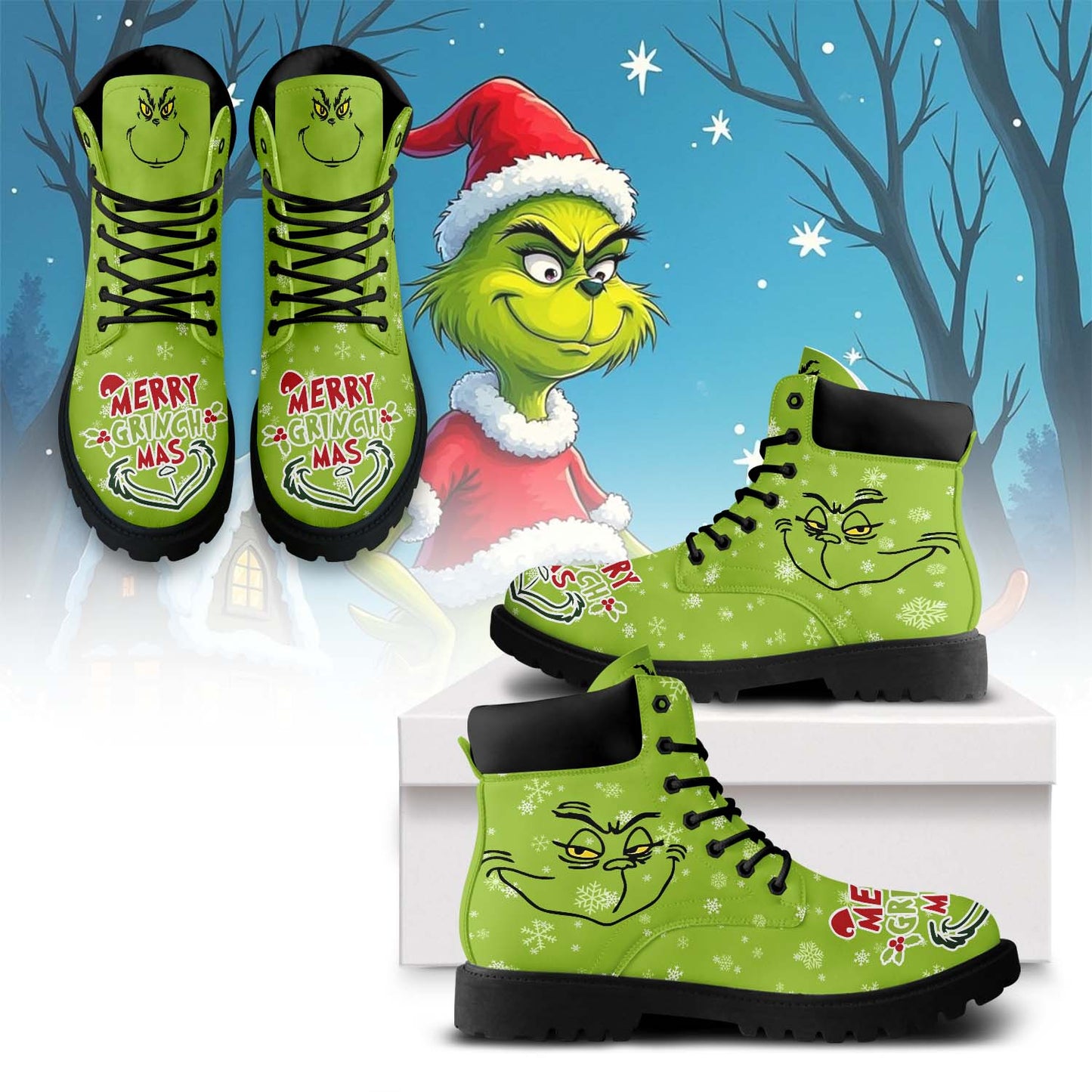 Footwearstorm The Grinch x Christmas Boots Shoes For Men And Women 1