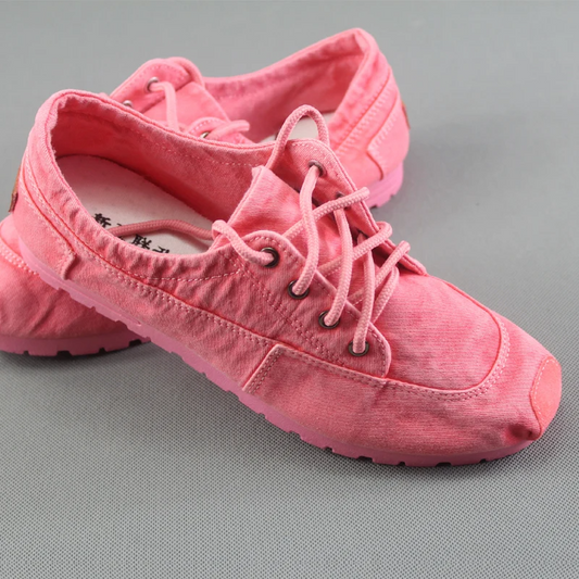 Simple Blue Cotton Fabric Flat Shoes For Women Cross Strap Flat Shoes