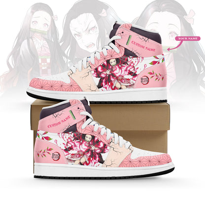 Footwearstorm Kimetsu No Yaiba x Kamado Nezuko AJ1 High Sneakers Shoes For Men And Women 1