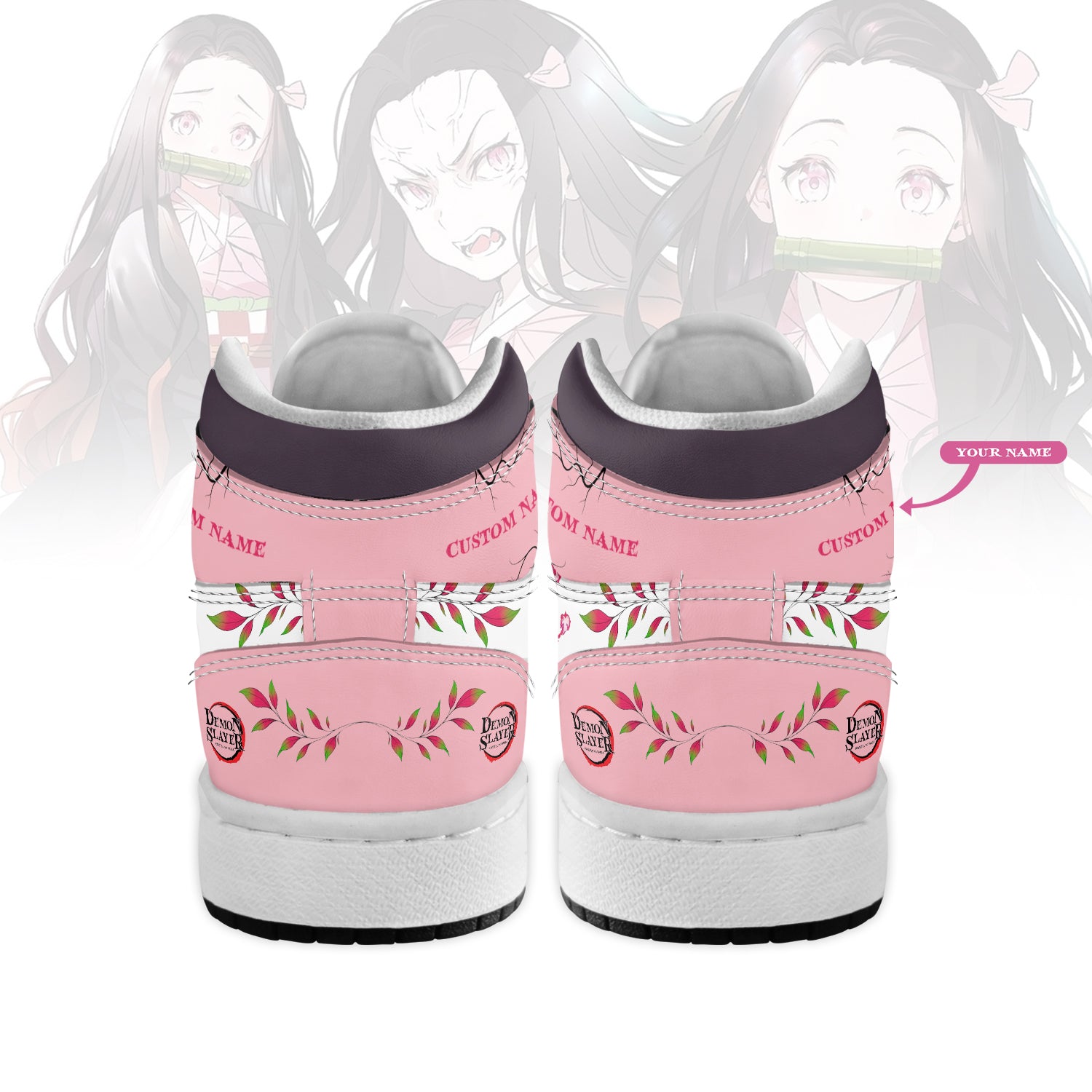 Footwearstorm Kimetsu No Yaiba x Kamado Nezuko AJ1 High Sneakers Shoes For Men And Women 1