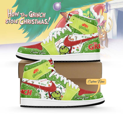 Footwearstorm The Grinch x Christmas AJ1 High Sneakers Shoes For Men And Women 1