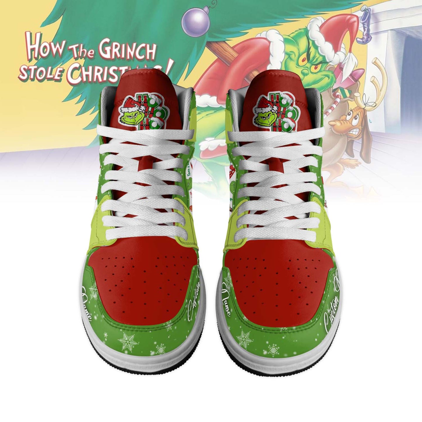 Footwearstorm The Grinch x Christmas AJ1 High Sneakers Shoes For Men And Women 1