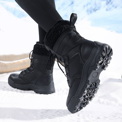 Women Anti-slip Fur Warm Waterproof Snow Boots Mid Calf