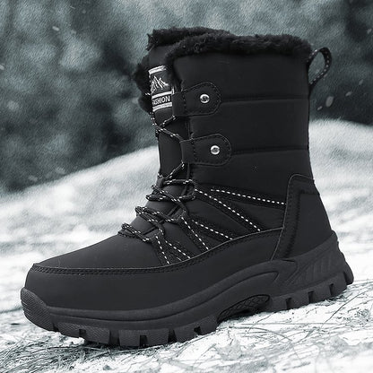 Women Anti-slip Fur Warm Waterproof Snow Boots Mid Calf