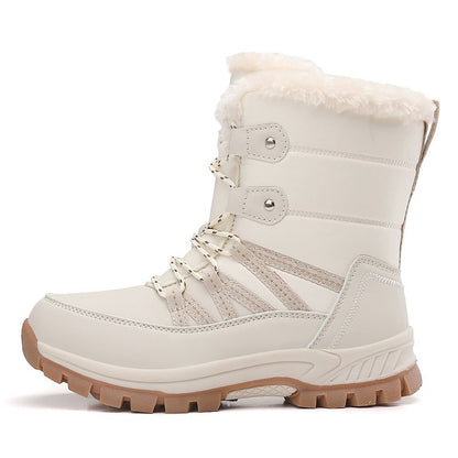 Women Anti-slip Fur Warm Waterproof Snow Boots Mid Calf