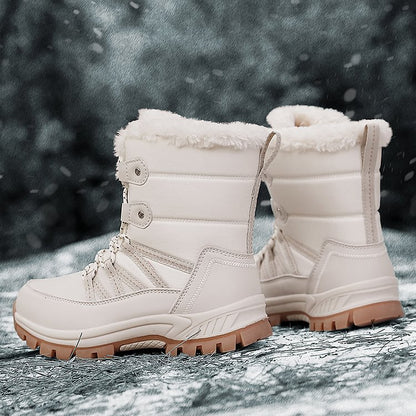 Women Anti-slip Fur Warm Waterproof Snow Boots Mid Calf
