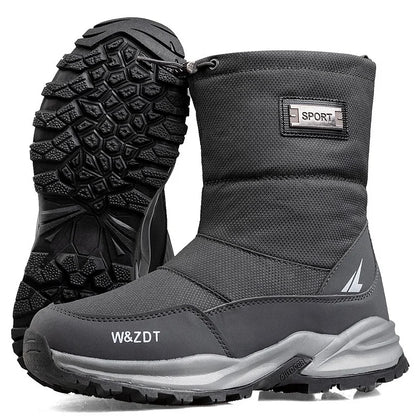 Men's winter outdoor thickened warm waterproof anti-slip high-top snow boots