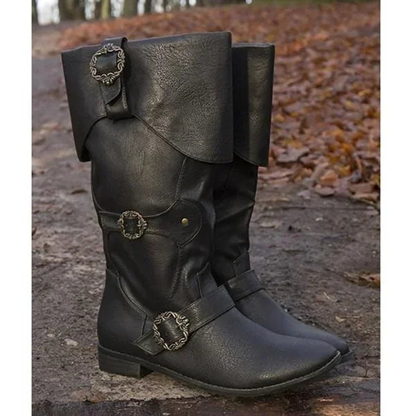 Men's Cuffed Pirate Waterproof Cosplay Tall Leather Boots