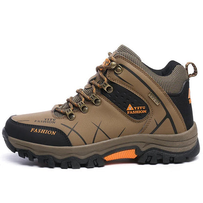Men's Waterproof Leather Warm Outdoor Hiking Boots Work Shoes Winter Snow Shoes