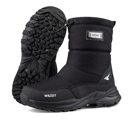 Men's winter outdoor thickened warm waterproof anti-slip high-top snow boots