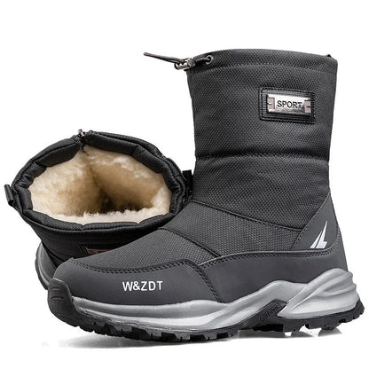 Men's winter outdoor thickened warm waterproof anti-slip high-top snow boots