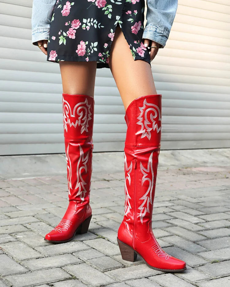 Tall Cowboy Boots - Faded Style