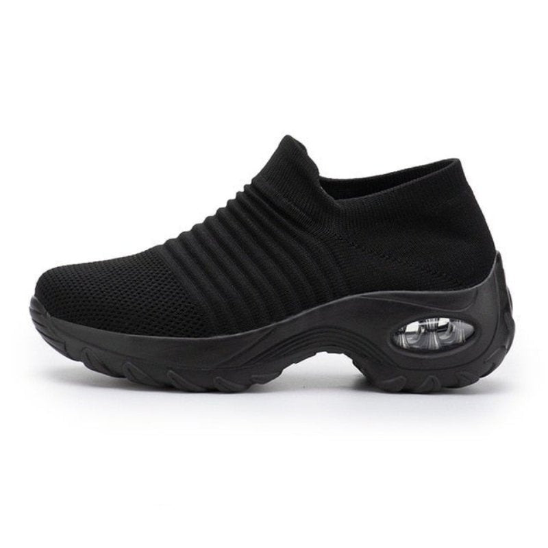 Breathable No-Tie Stretch Orthotic Shoes - Black