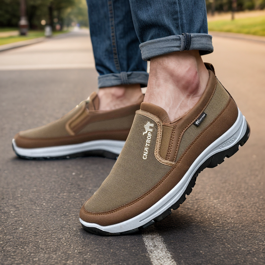 Breathable Orthopedic Travel Plimsolls Lightweight Walking Shoes - Beige