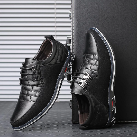 Men's Casual Leather Shoes British Lace Up Business Classic Loafers Oxford Comfortable Breathable Driving Office