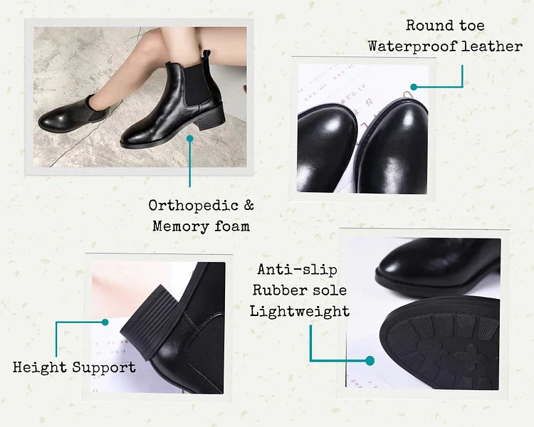 Women's Genuine Leather Non-Slip Thick Sole Chelsea Boots