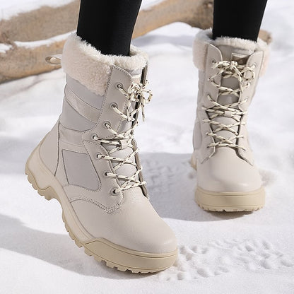 Women Anti-slip Fur Warm Waterproof Snow Boots Mid Calf