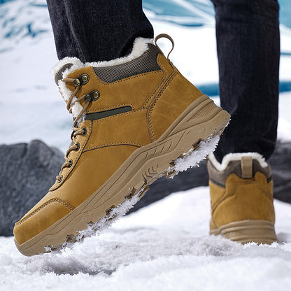 Waterproof Winter Boots Fleece-Lined Thickened Men's High-Top Snow Boots