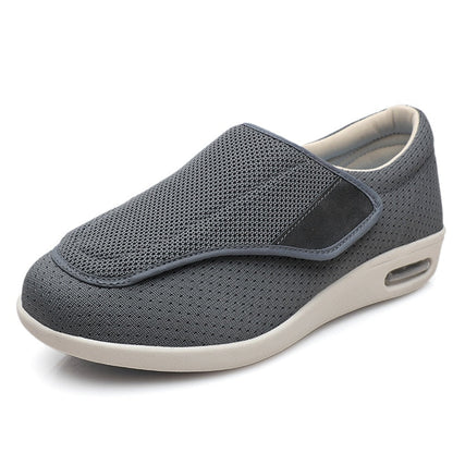 Chloe Stretch No-Tie Wide Orthotic Shoes w/ Adjustable Closure - Dark Grey