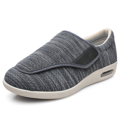 Chloe Stretch No-Tie Wide Orthotic Shoes w/ Adjustable Closure - Gray