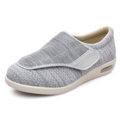 Chloe Stretch No-Tie Wide Orthotic Shoes w/ Adjustable Closure - Silver