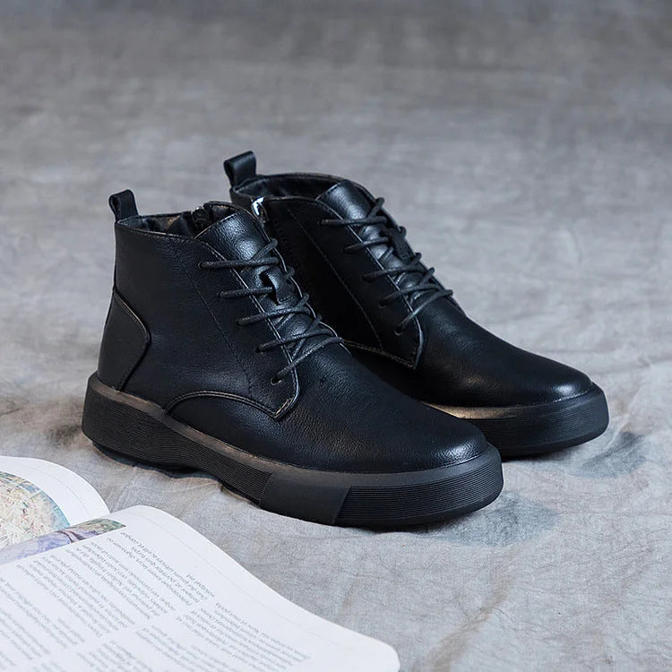 Women Arch Spupport Leather Ankle Boots Warm Femme Short Boots Waterproof Shoes