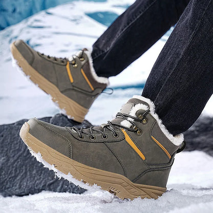 Waterproof Winter Boots Fleece-Lined Thickened Men's High-Top Snow Boots