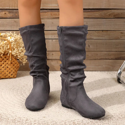 Women's Western Boots Side Zip Mid Calf Boots