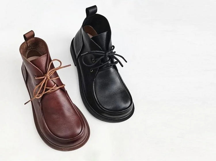 Women's Round toe Lace up Ankle Boots Shoes