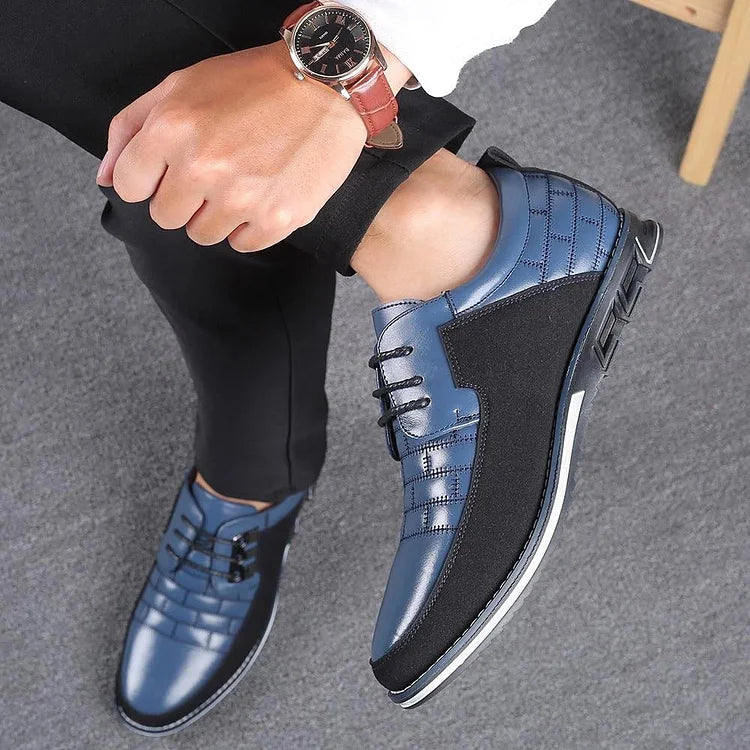 Men's Casual Leather Shoes British Lace Up Business Classic Loafers Oxford Comfortable Breathable Driving Office