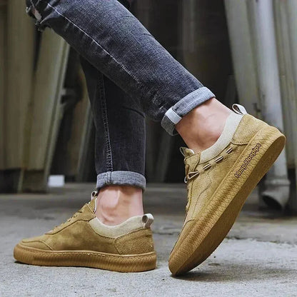 Men Casual Suede Sneakers With Textured Sole