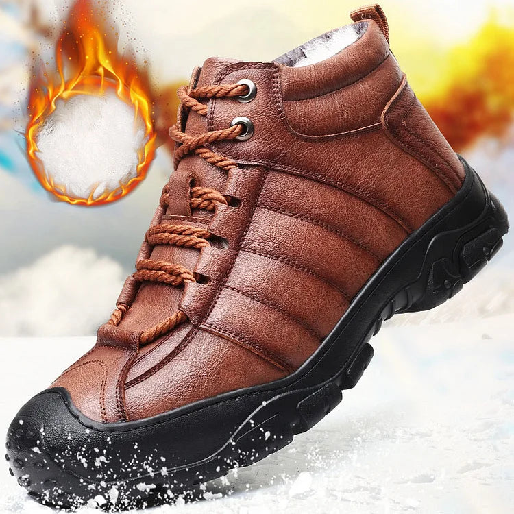 Winter Boots - Waterproof Fur Lined Leather Boots for Men