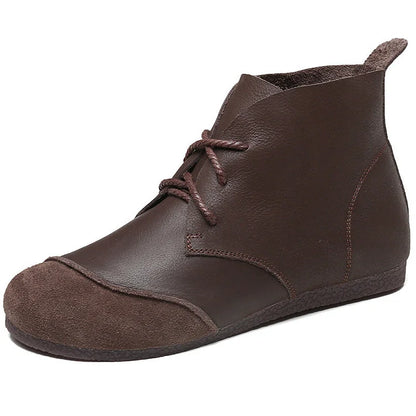 Honyy Premium Lace-Up Ankle Boots, Genuine Comfy Leather Boots