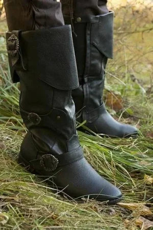 Men's Cuffed Pirate Waterproof Cosplay Tall Leather Boots