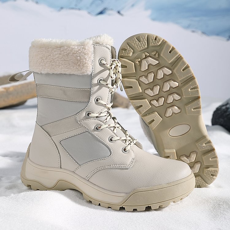 Women Anti-slip Fur Warm Waterproof Snow Boots Mid Calf