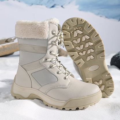 Women Anti-slip Fur Warm Waterproof Snow Boots Mid Calf