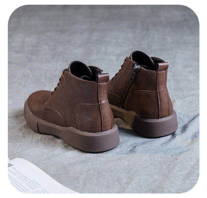 Women Arch Spupport Leather Ankle Boots Warm Femme Short Boots Waterproof Shoes