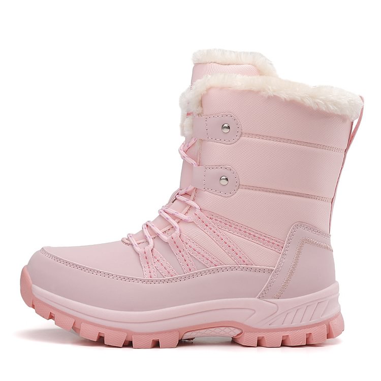 Women Anti-slip Fur Warm Waterproof Snow Boots Mid Calf