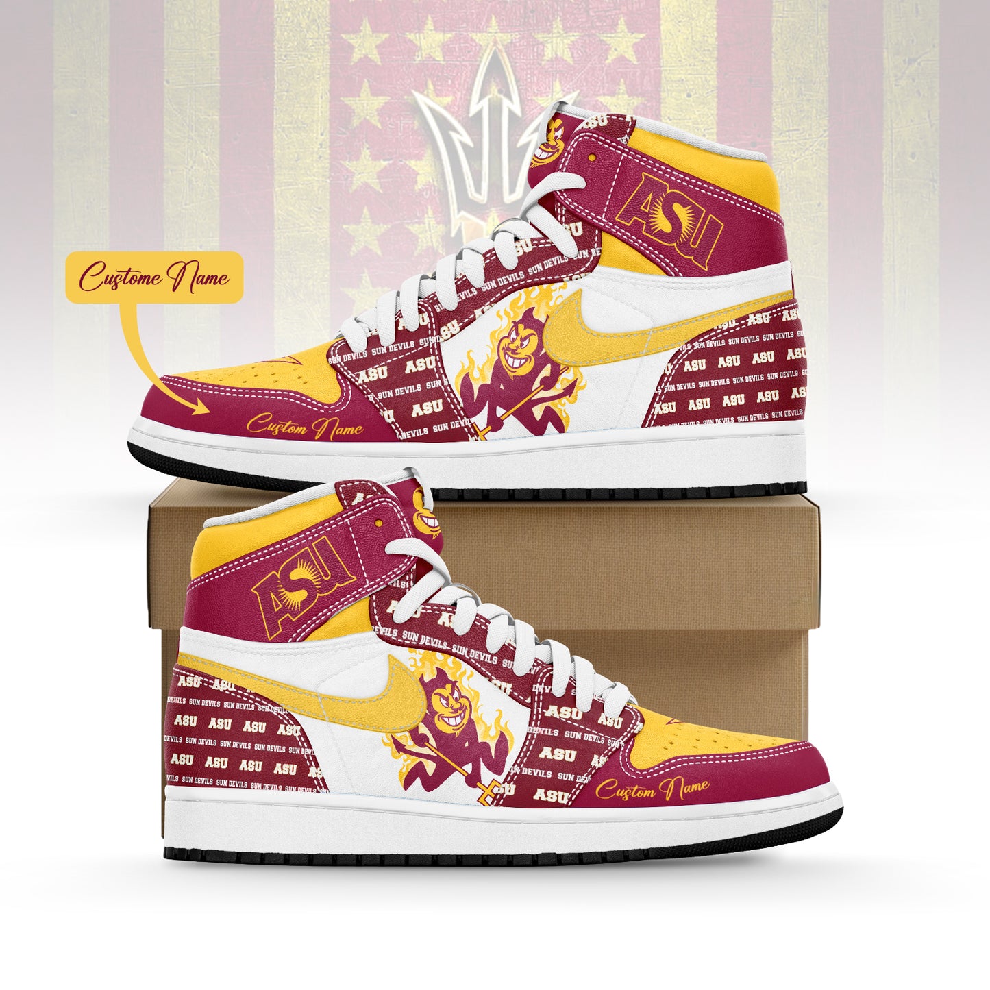 Footwearstorm Arizona State Sun Devils AJ1 High Sneakers Shoes For Men And Women 1