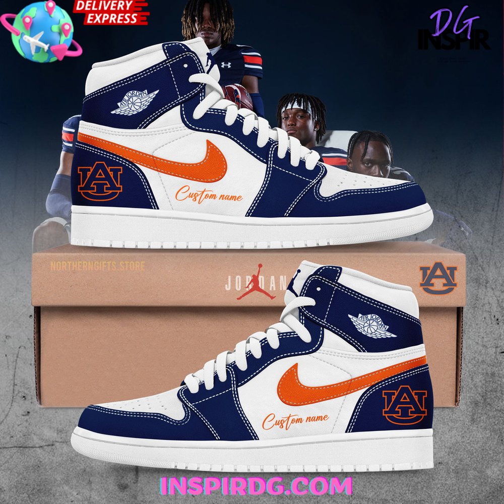 Footwearstorm Auburn Tigers AJ1 High Sneakers Shoes For Men And Women 1