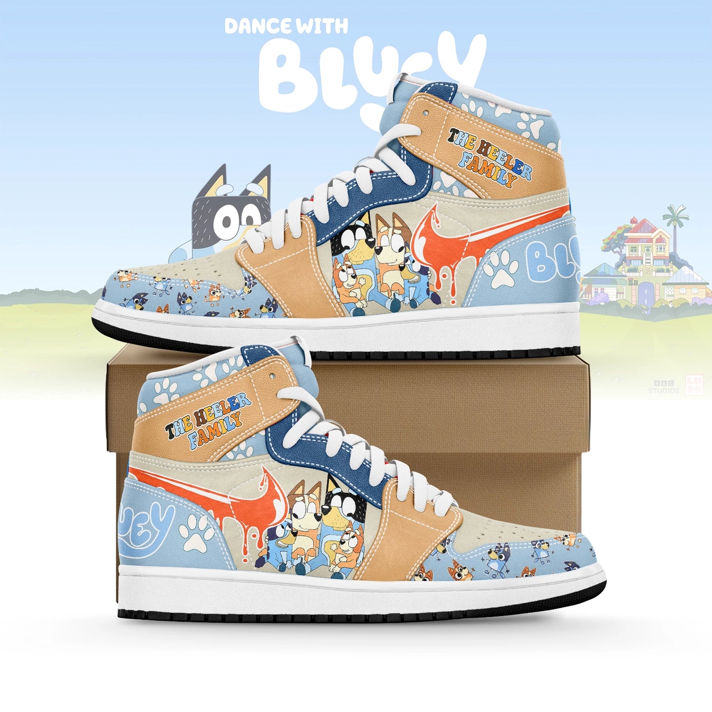 Footwearstorm Bluey AJ1 High Sneakers Shoes For Men And Women 1