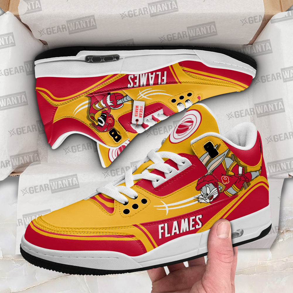 Footwearstorm Calgary Flames AJ3 Sneakers Shoes For Men And Women