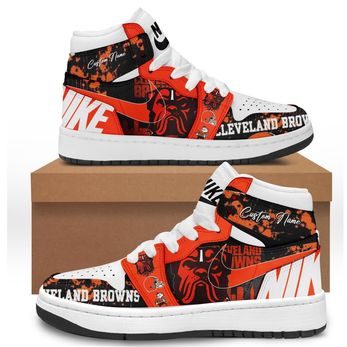 Footwearstorm Cleveland Browns AJ1 High Sneakers Shoes For Men And Women 3