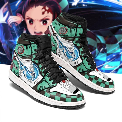 Footwearstorm Demon Slayer Tanjiro Water AJ1 High Sneakers Shoes For Men And Women 1