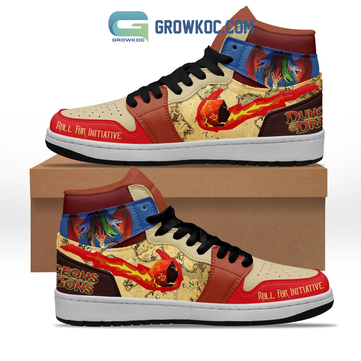 Footwearstorm Dungeons &amp; Dragons Fan Love AJ1 High Sneakers Shoes For Men And Women 1
